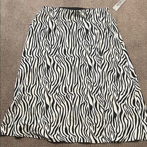 WD.NY Black and White Animal Print A-Line Skirt